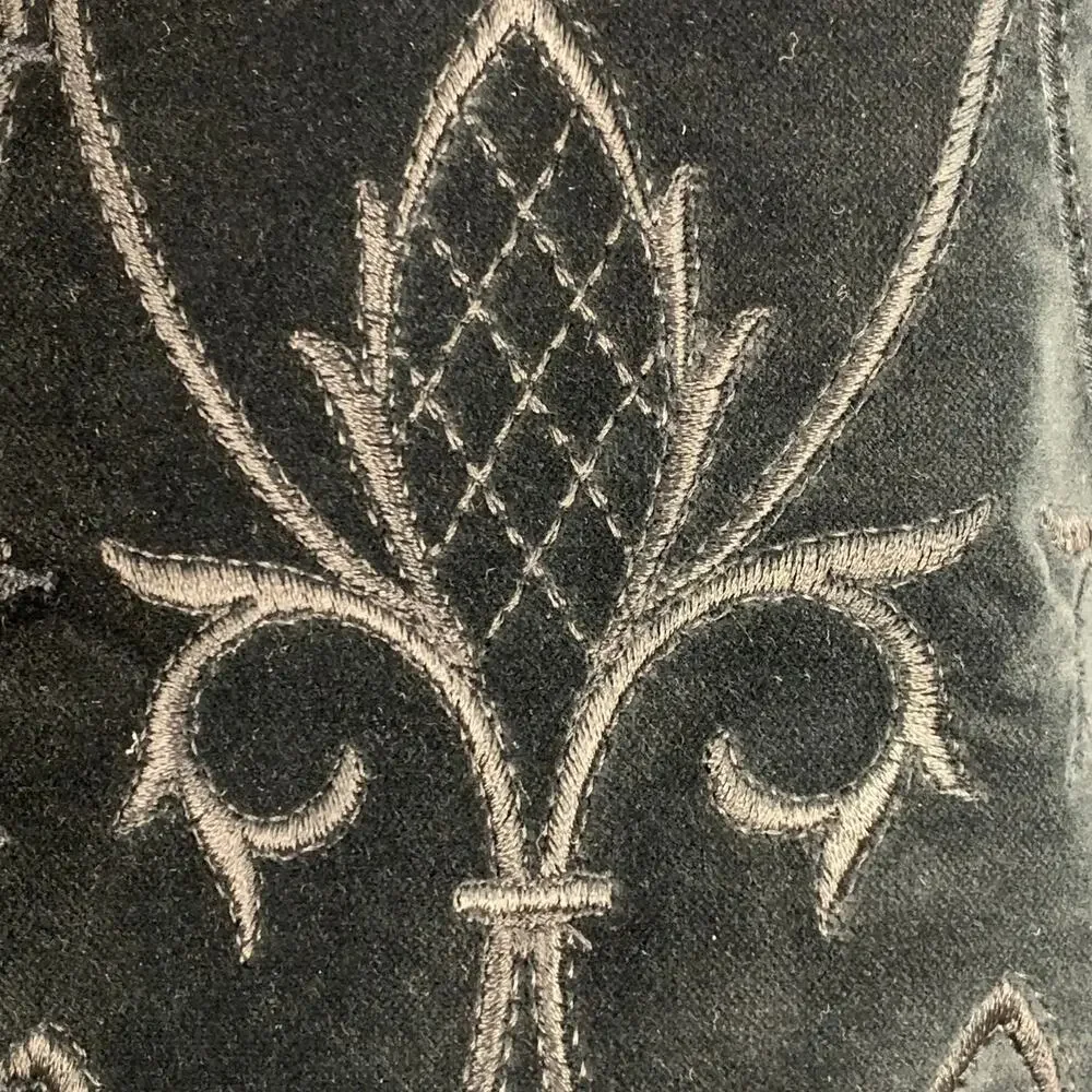 FAVOURBROOK Size 42 Black Gold Embroidery Velvet Button Up Vest